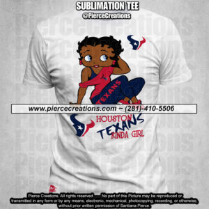Betty Boop Texans White Sublimation Tee