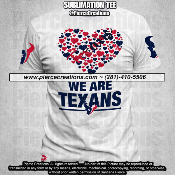 Texans Multi Hearts White Sublimation Tee