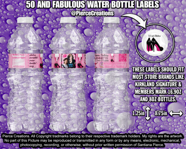 50 And Fabulous 1.25in Water Bottle
