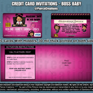 Boss Baby Girl Credit Card Invitations -w/o- Pics