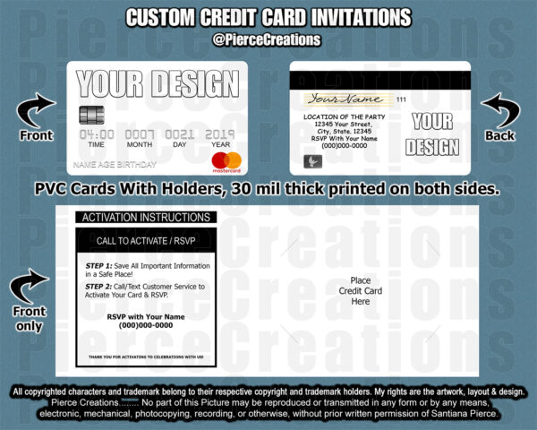 Custom Credit Card Invitations Master Card Silver