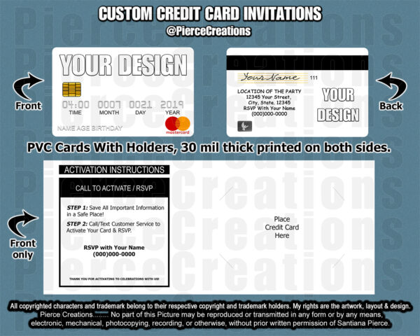 Custom Credit Card Invitations Master Card Gold