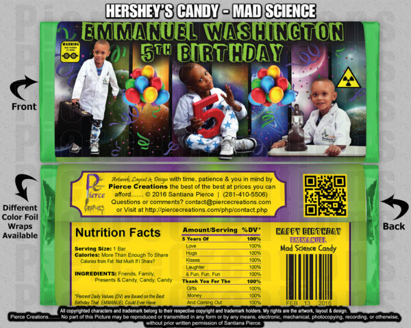 Mad Science Birthday Hershey Candy