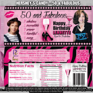 50 & Fabulous Birthday Hershey Candy