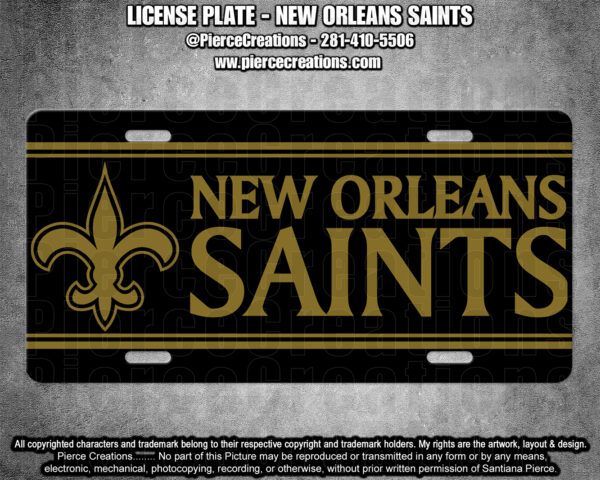 Black & Gold Saints License Plate
