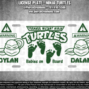White & Green Ninja Turtles License Plate