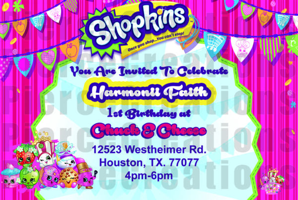 Shopkins Birthday Invitation -w/o- Pic