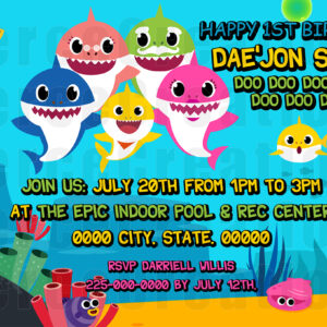 Baby Shark Birthday Invitation -w/o- Pic