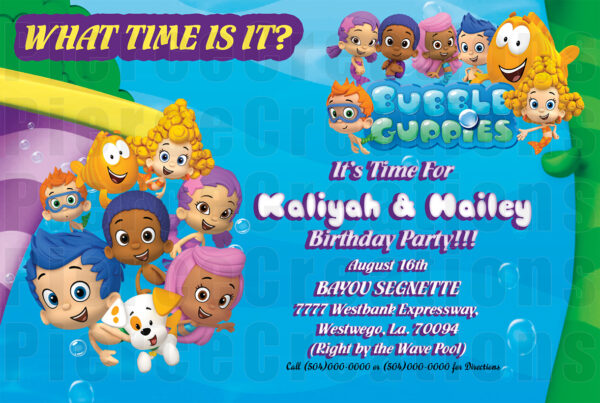 Bubble Guppies Birthday Invitation -w/o- Pic