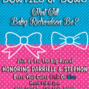 Bowties or Bows Baby Reveal Invitation -w/o- Pic