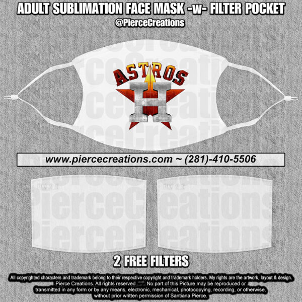 Astros Adult Face Mask -w- Filter Pockets